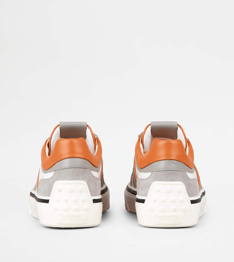 Tod's SNEAKERS IN LEATHER - GREY, ORANGE outlook