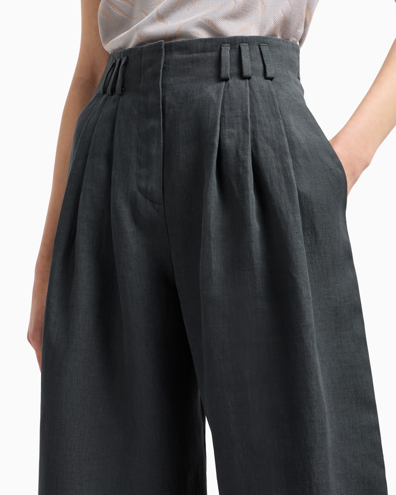 WIDE-LEGGED LINEN TROUSERS - 5