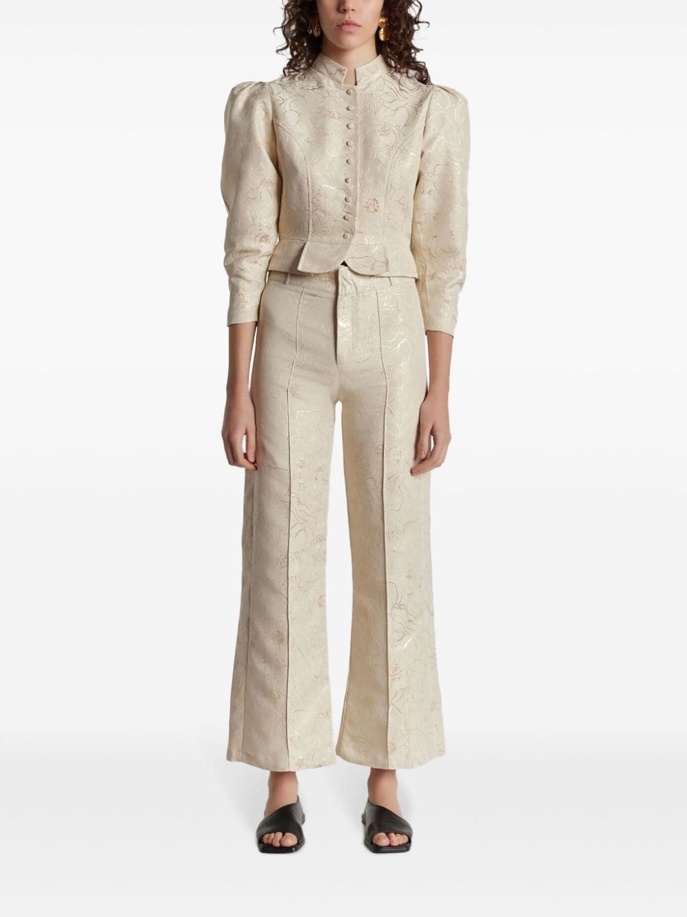 Yoshismart jacquard cropped trousers - 2