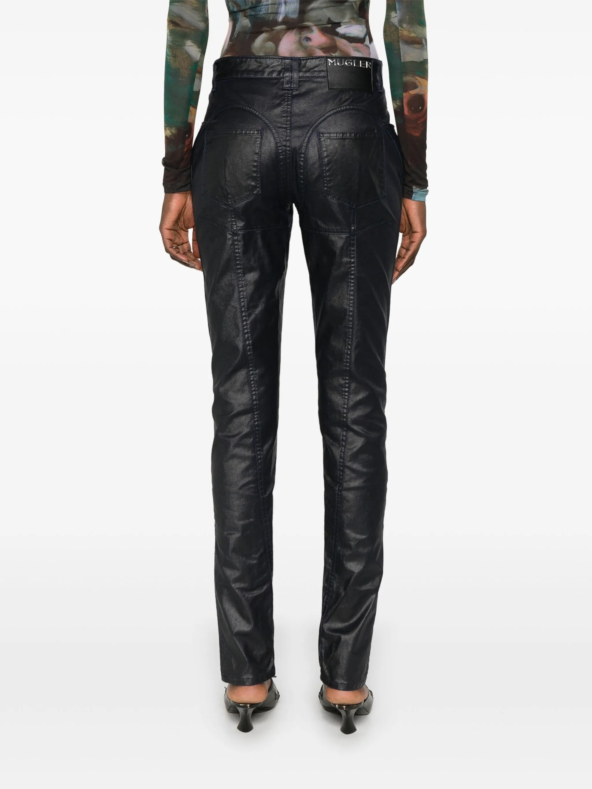 coated-finish trousers - 4