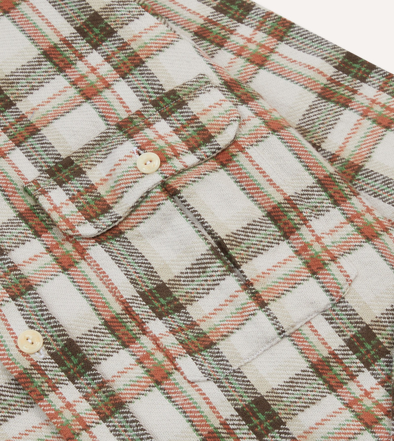 Ecru Check Cotton Two-Pocket Work Shirt 4