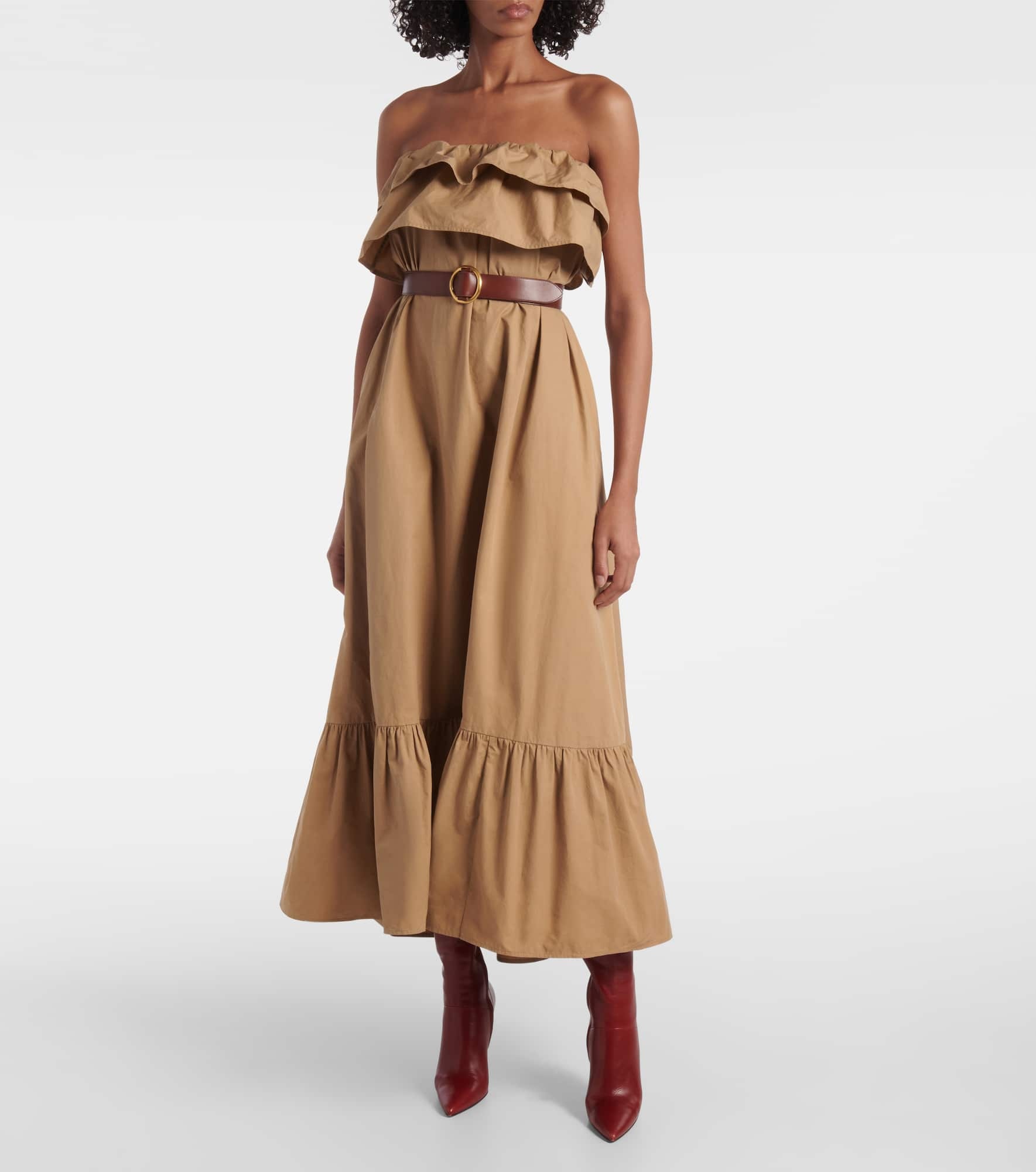 Strapless ruffled cotton maxi dress - 2
