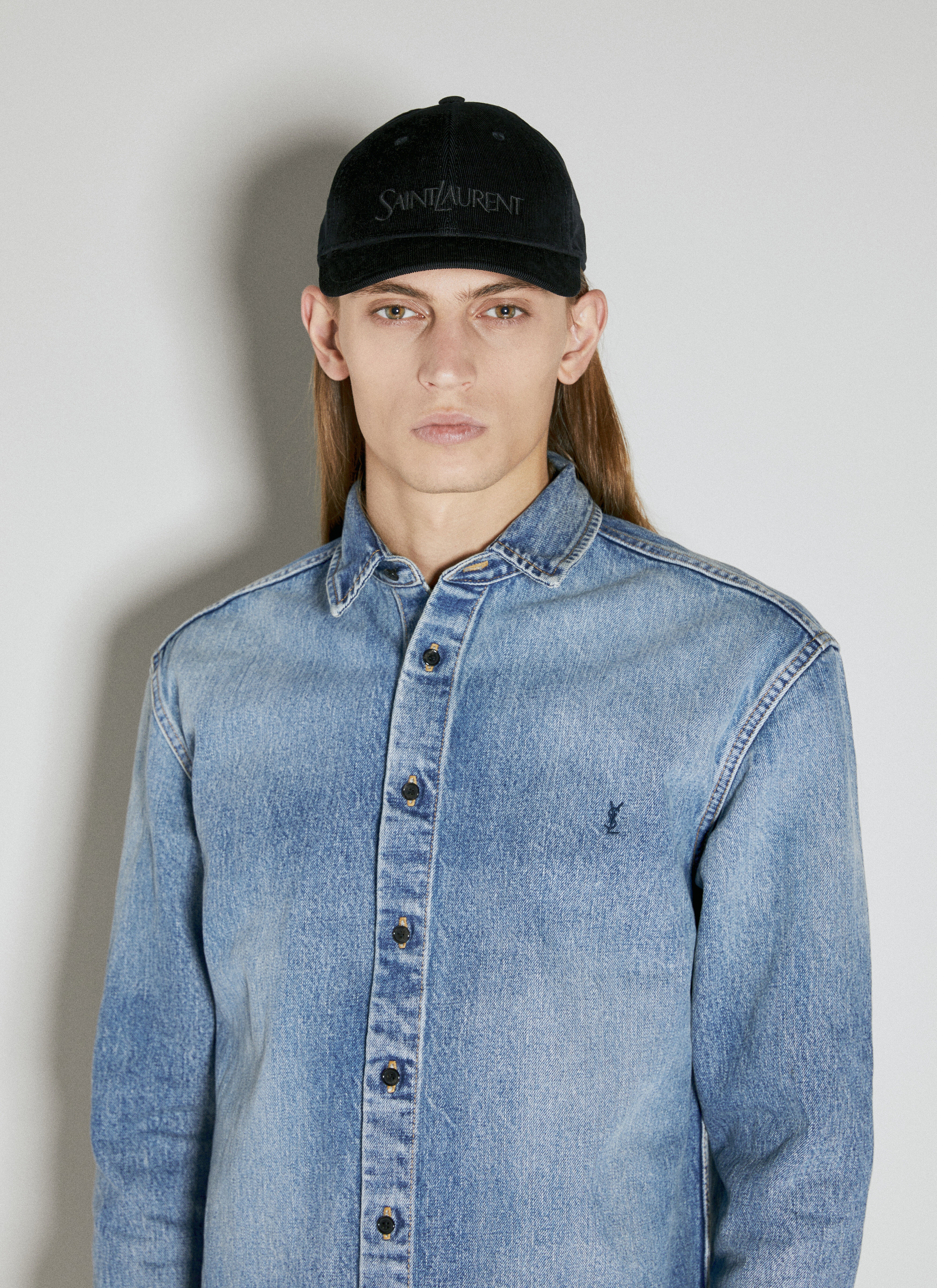 Denim Baseball Cap in Blue - Saint Laurent