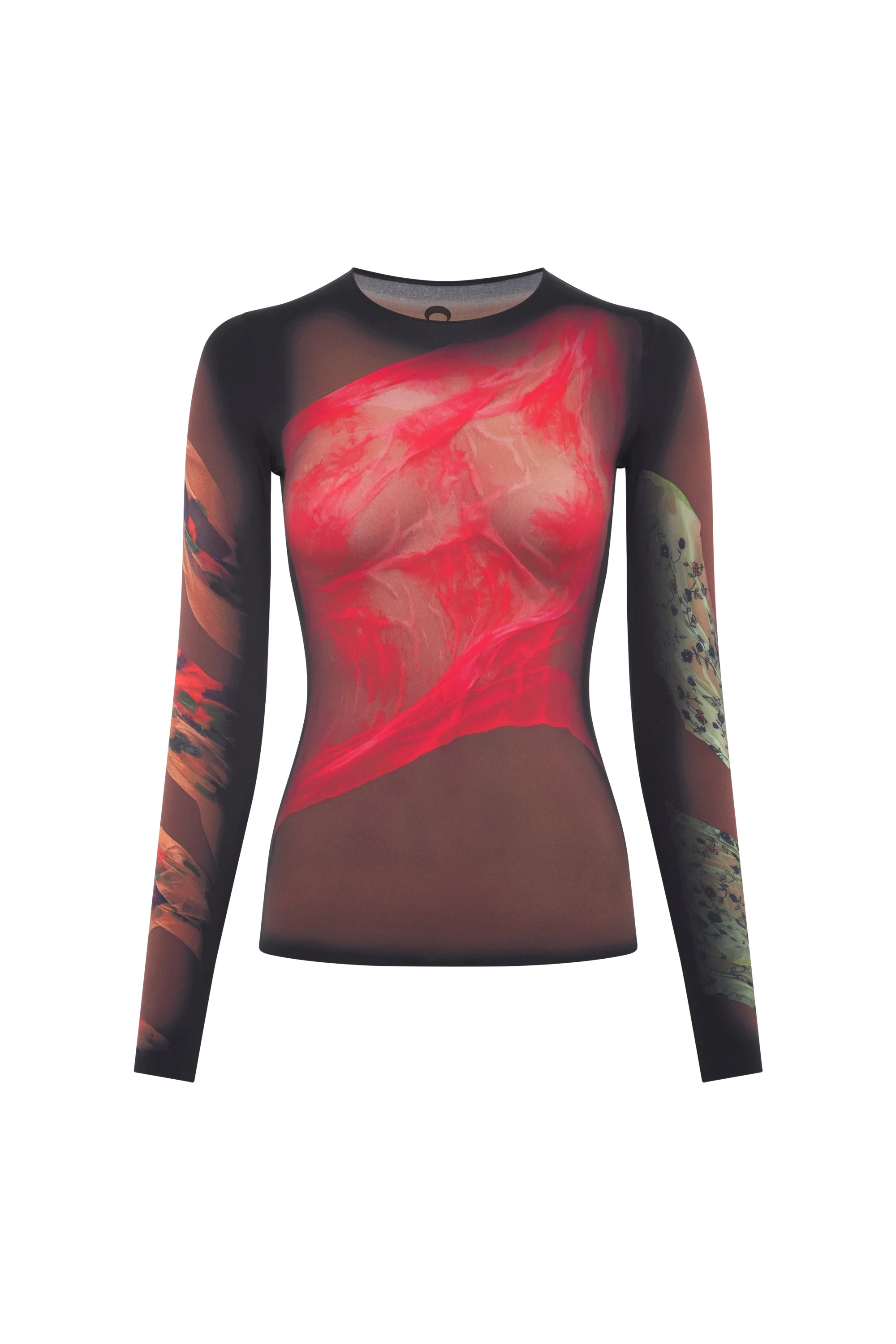 Recycled Draped Statue Jersey Second Skin Crewneck Top - 1