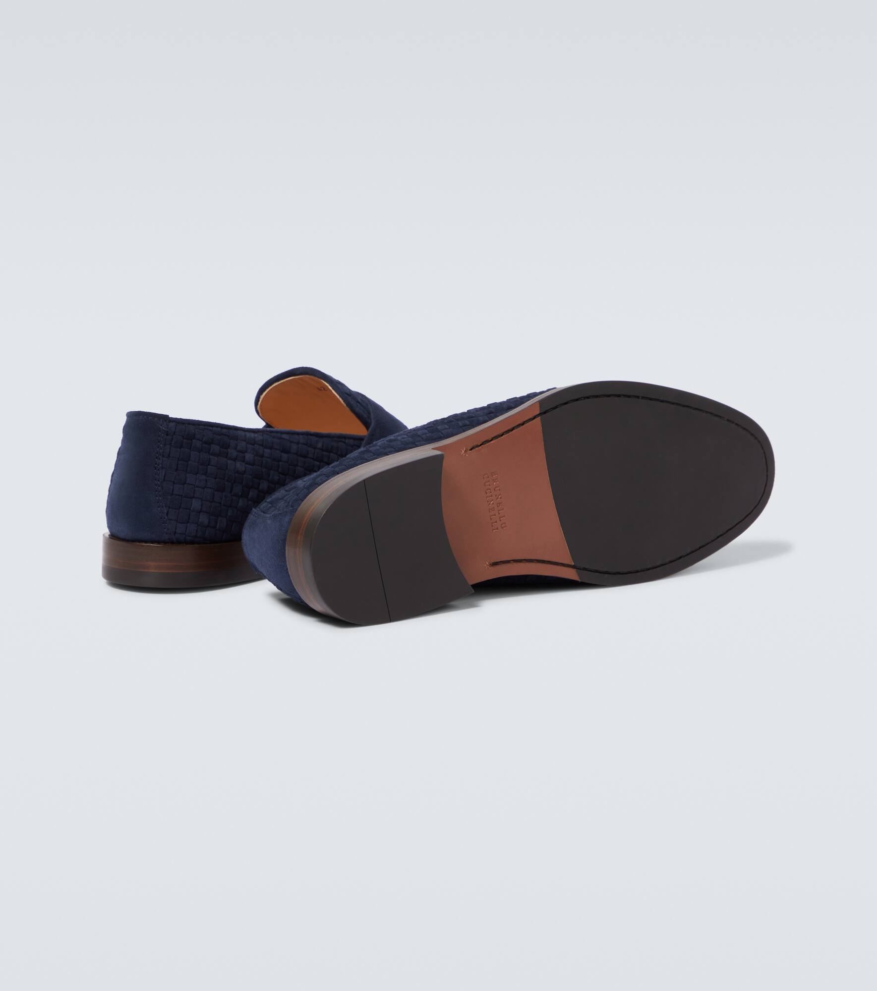 Woven suede penny loafers - 7