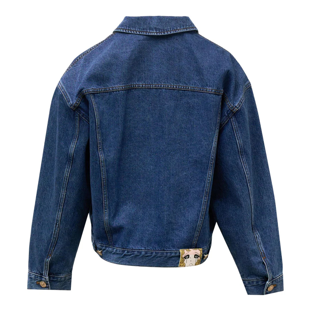 Blue Bra Print Denim Jacket - 2