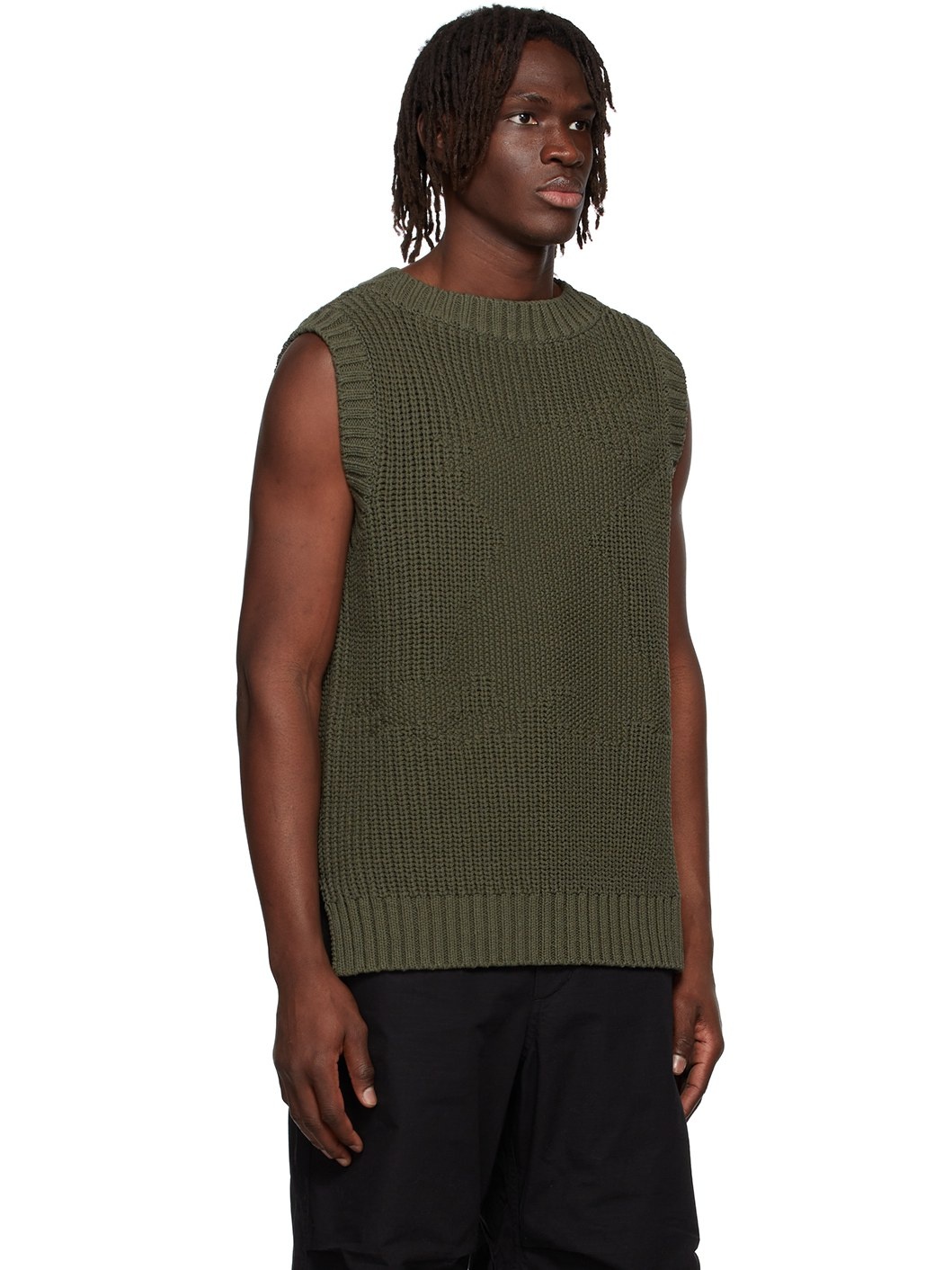 Khaki Cotton Vest - 2