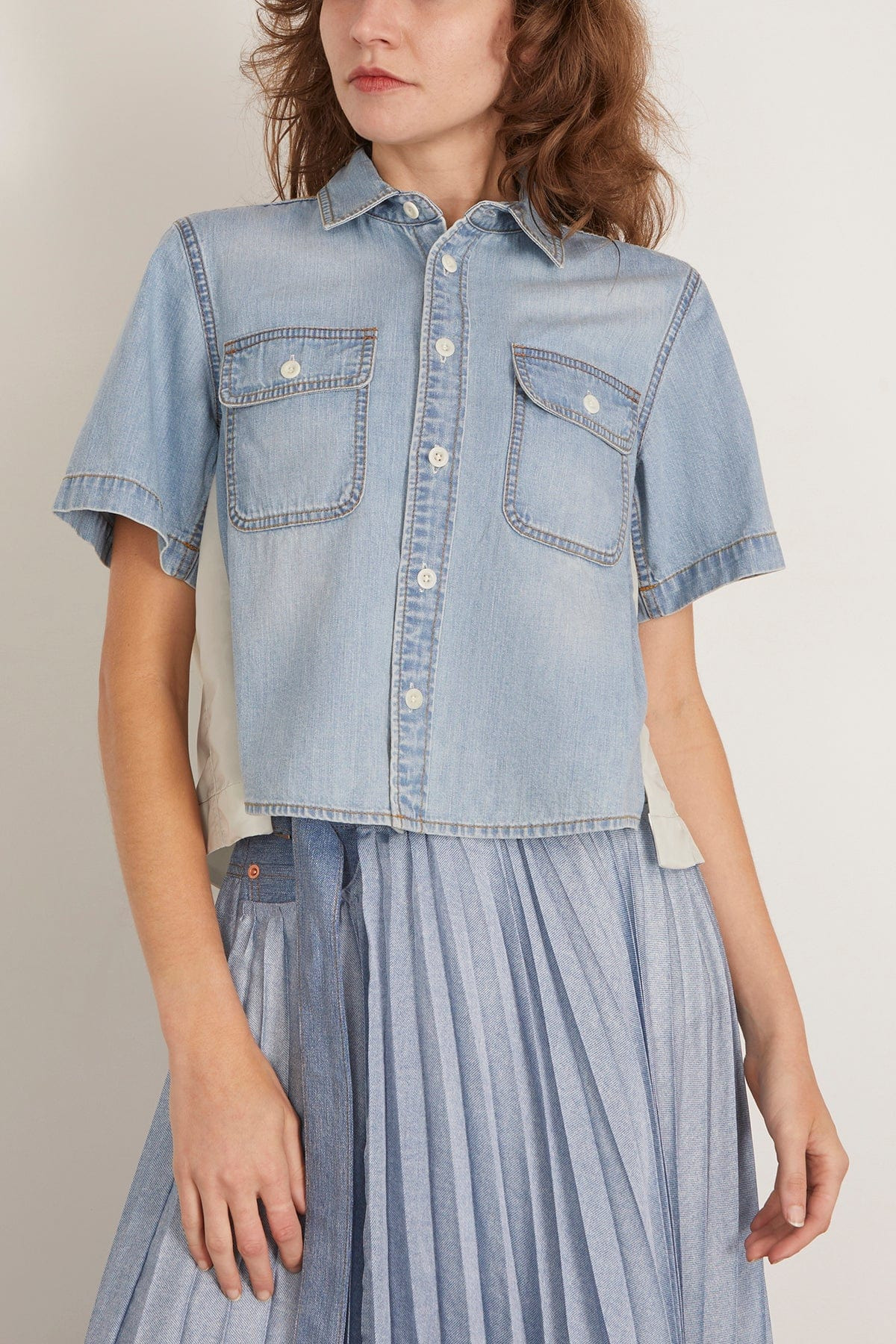 Denim Shirt in Light Blue/Light Gray - 3