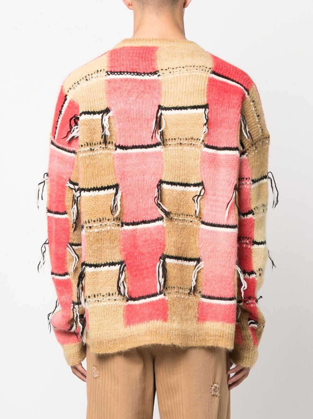 geometric-embroidered ribbed jumper - 4