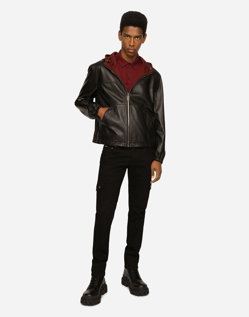 Reversible stretch wool and leather jacket 5