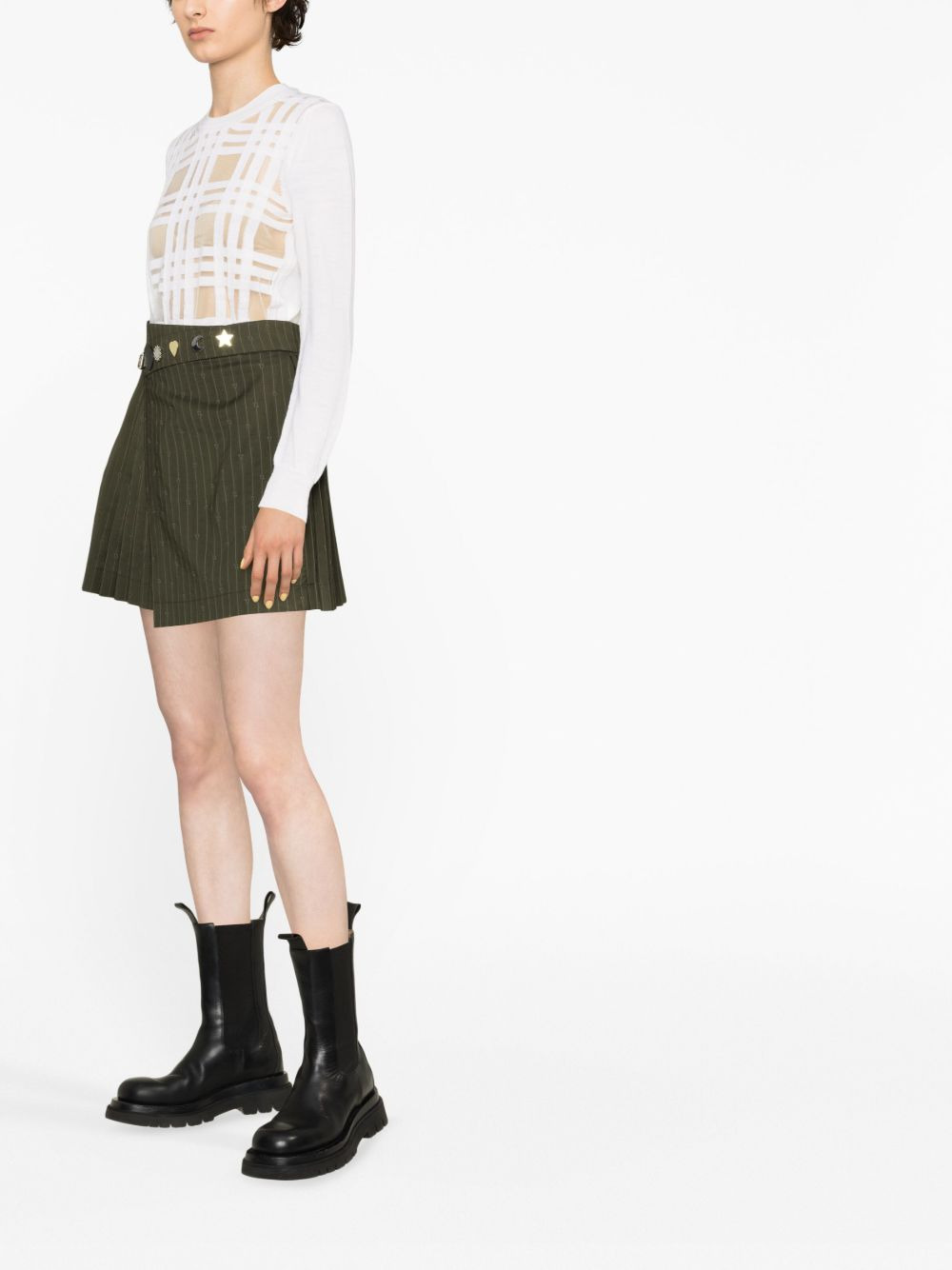 plaid appliqué knit top - 4