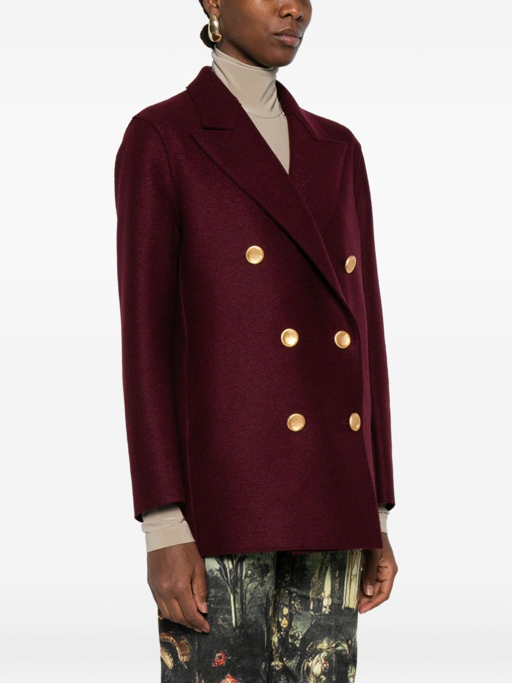 double-breasted gold-button coat - 3