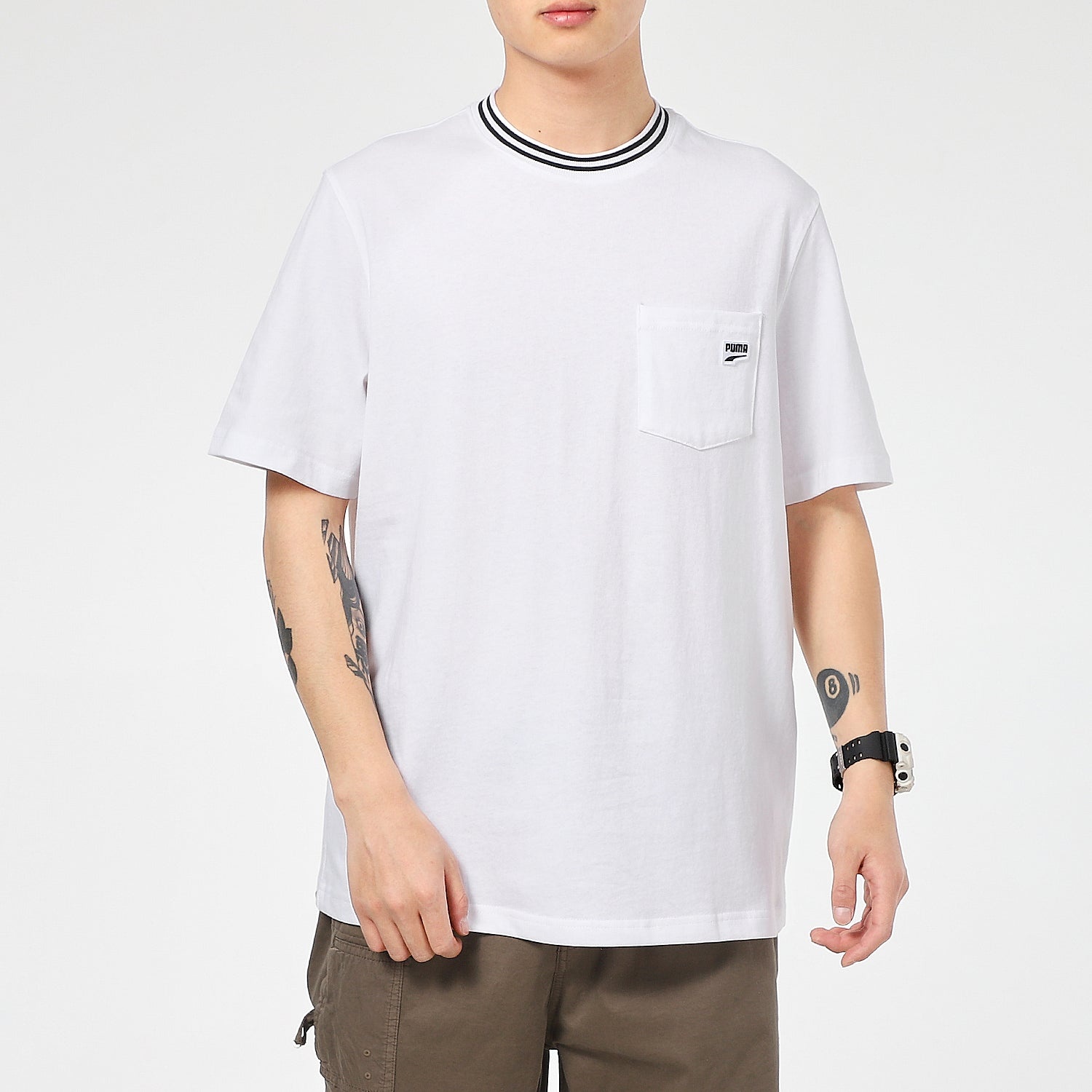 PUMA Downtown Pocket T-Shirt 'White Black' 531432-02 - 3