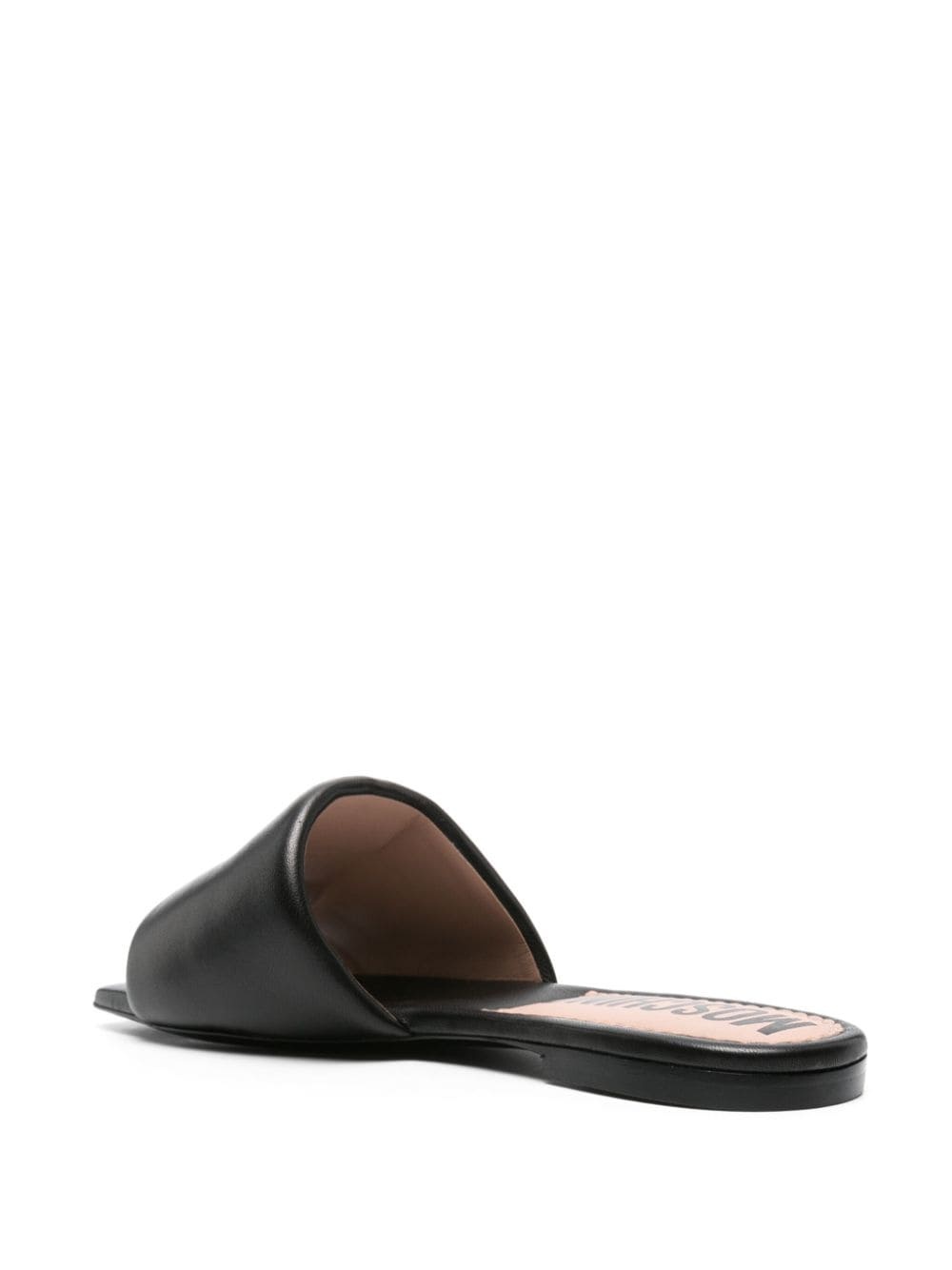 logo-plaque leather slides - 3