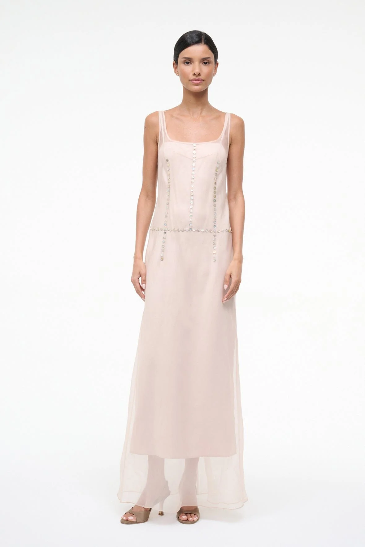 STAUD GRETA SILK DRESS FAWN - 1