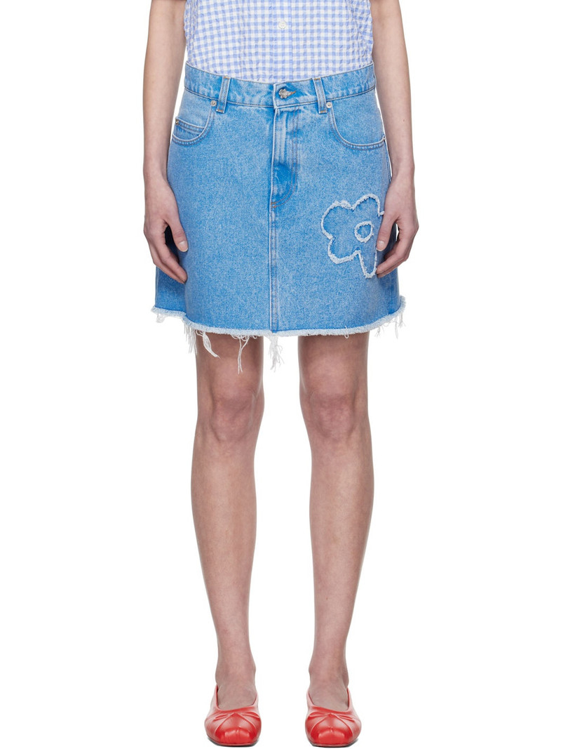 Blue Flared Denim Miniskirt 1