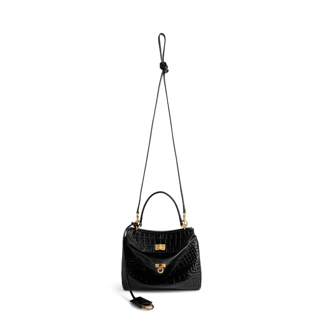 Women's Rodeo Mini Handbag Crocodile Embossed  in Black - 5