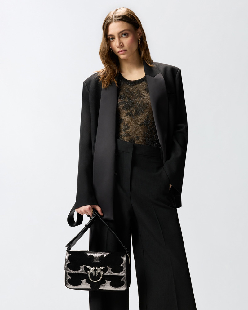 LOVE BAG ONE SLOUCHY MEDIUM SHOULDER BAG IN SUEDE WITH INLAYS 5