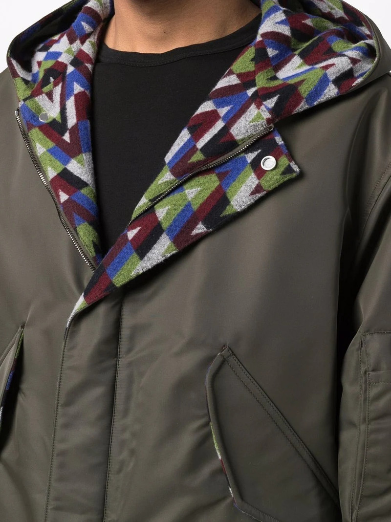 Optical Valentino-print parka coat 5