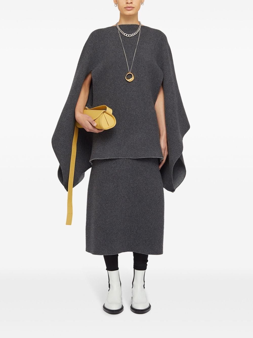 boat-neck wool-blend cape - 2