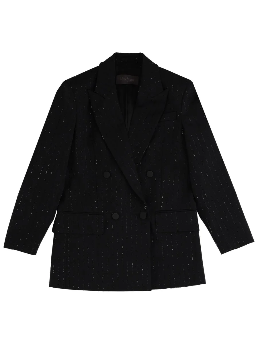 DOUBLE-BREASTED WOOL JACKET WITH RHINESTONE DETAILS - 1