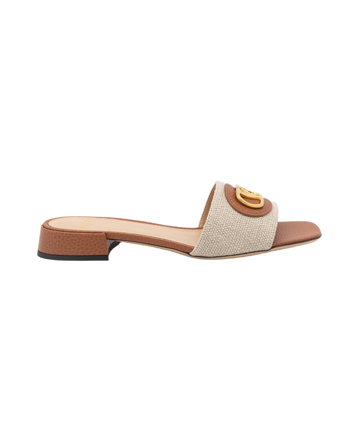 Beige Leather Flats - 1