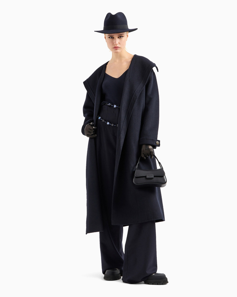 EMPORIO ARMANI Compact double wool-blend robe coat outlook
