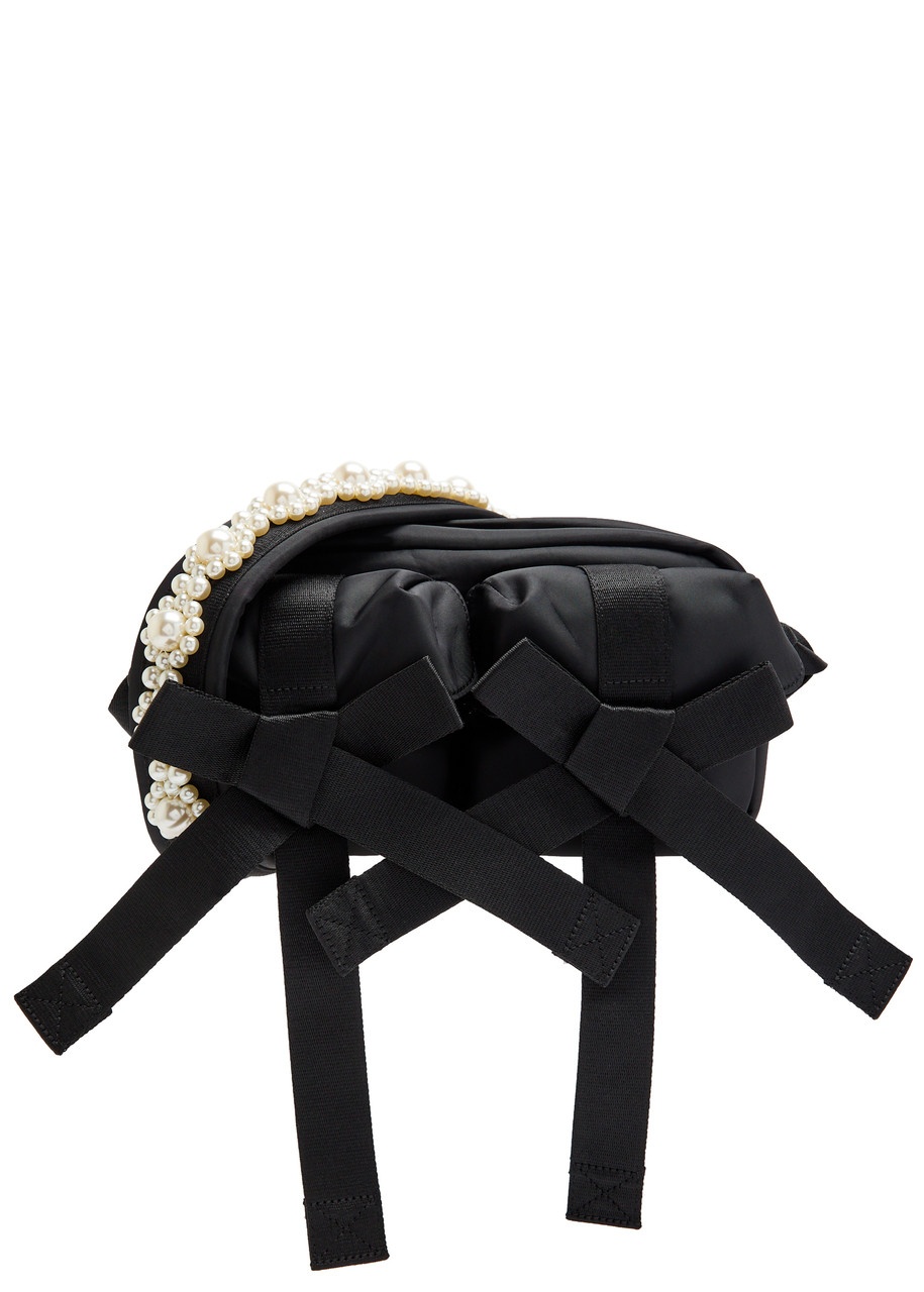Simone Rocha Bow Faux Pearl-embellished Nylon Cross-body bag - 1