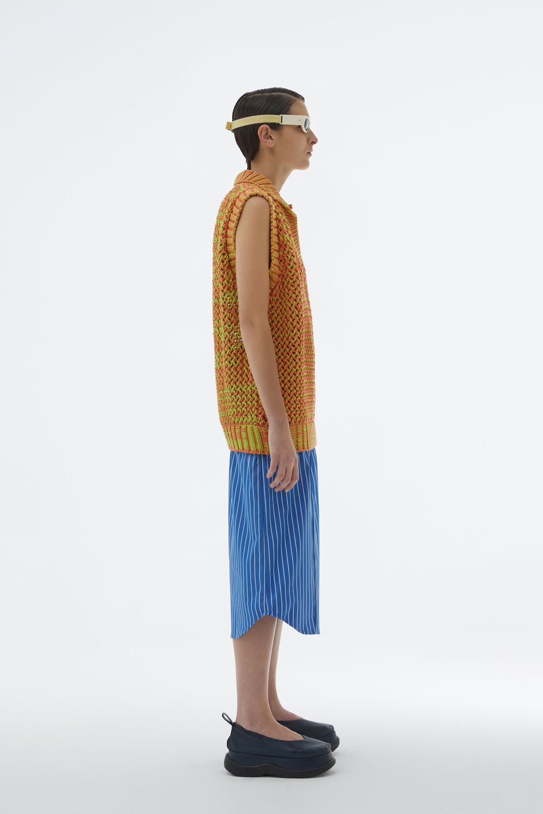 ORANGE & AZURE KNIT POLO DRESS - 3