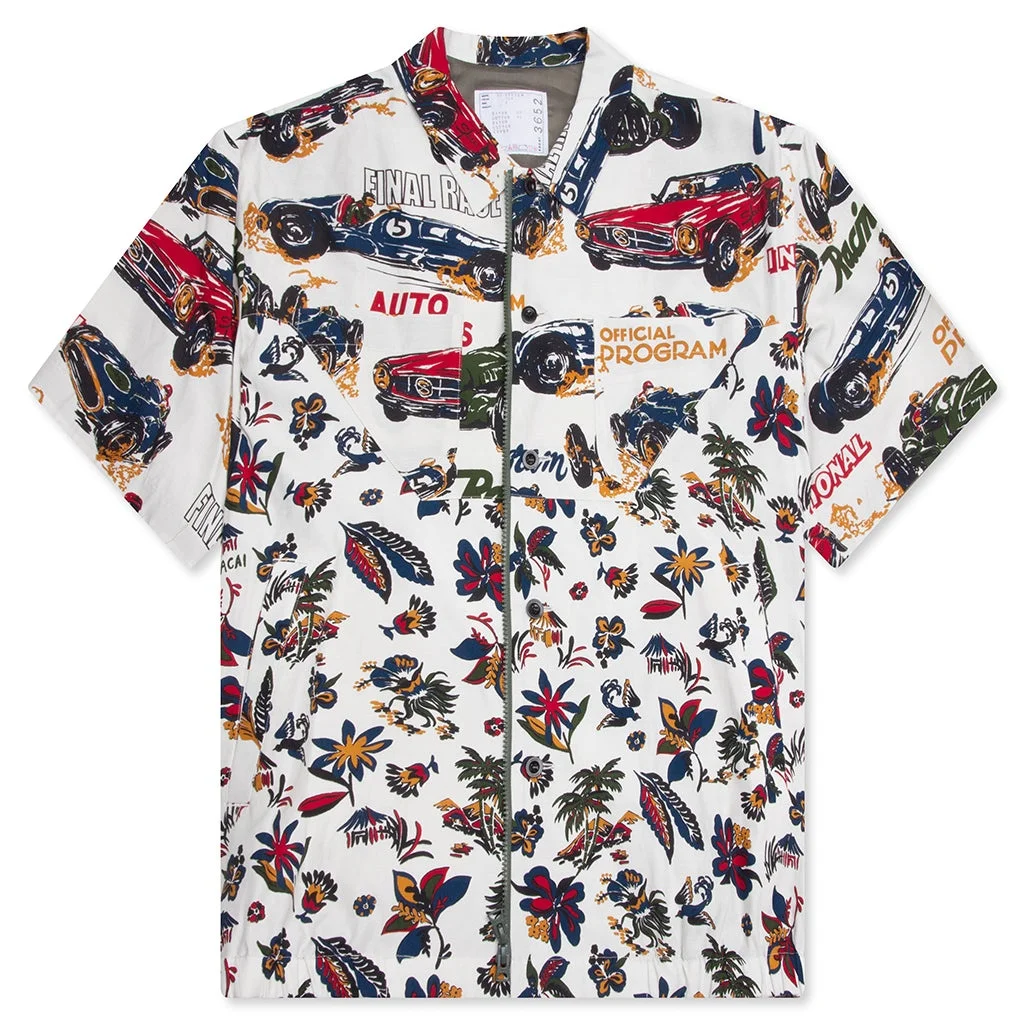 CAR RACE TROPICAL PRINT SHIRT - IVORY - 1