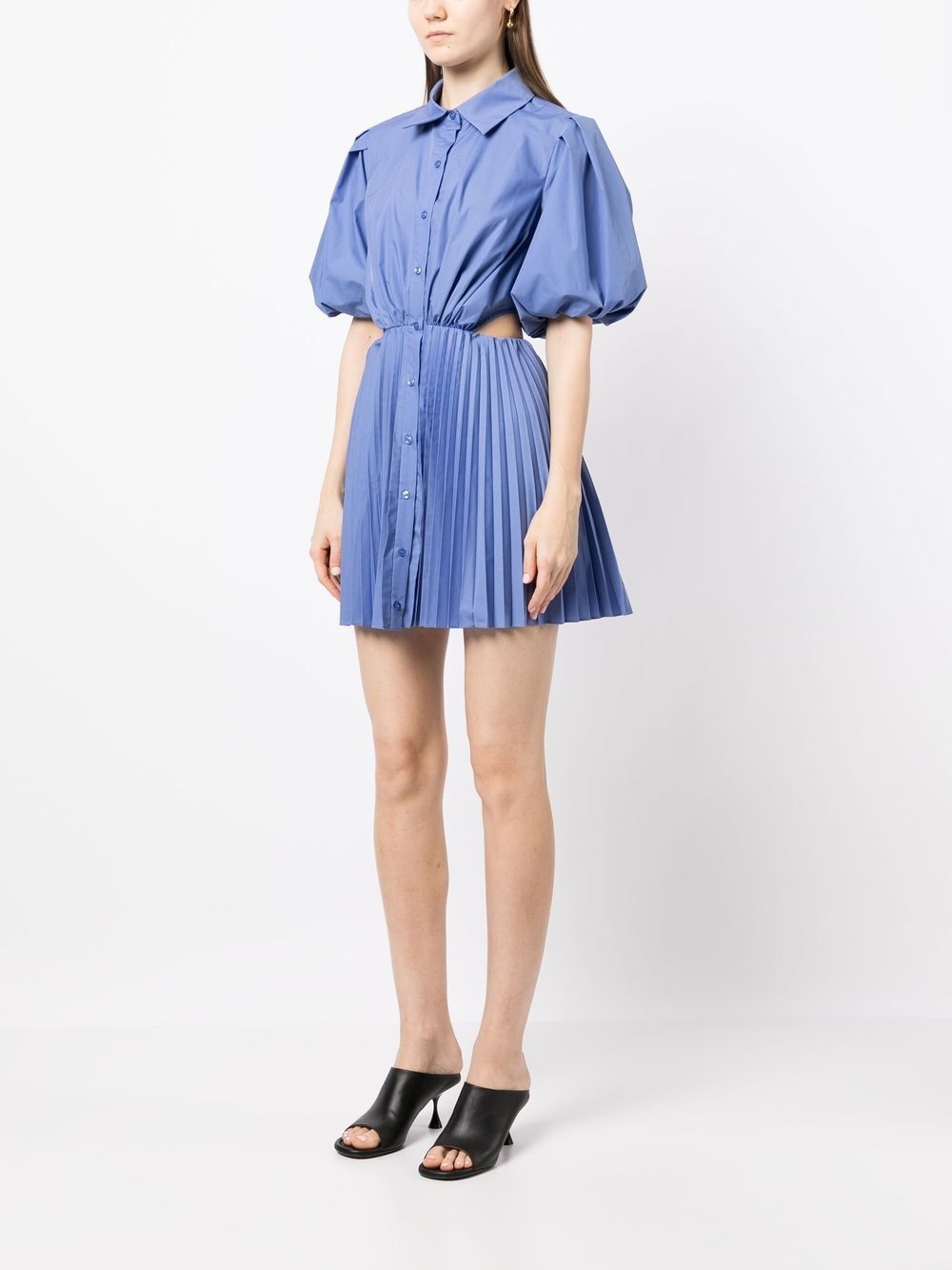 puff-sleeve cut-out shirt dress - 3