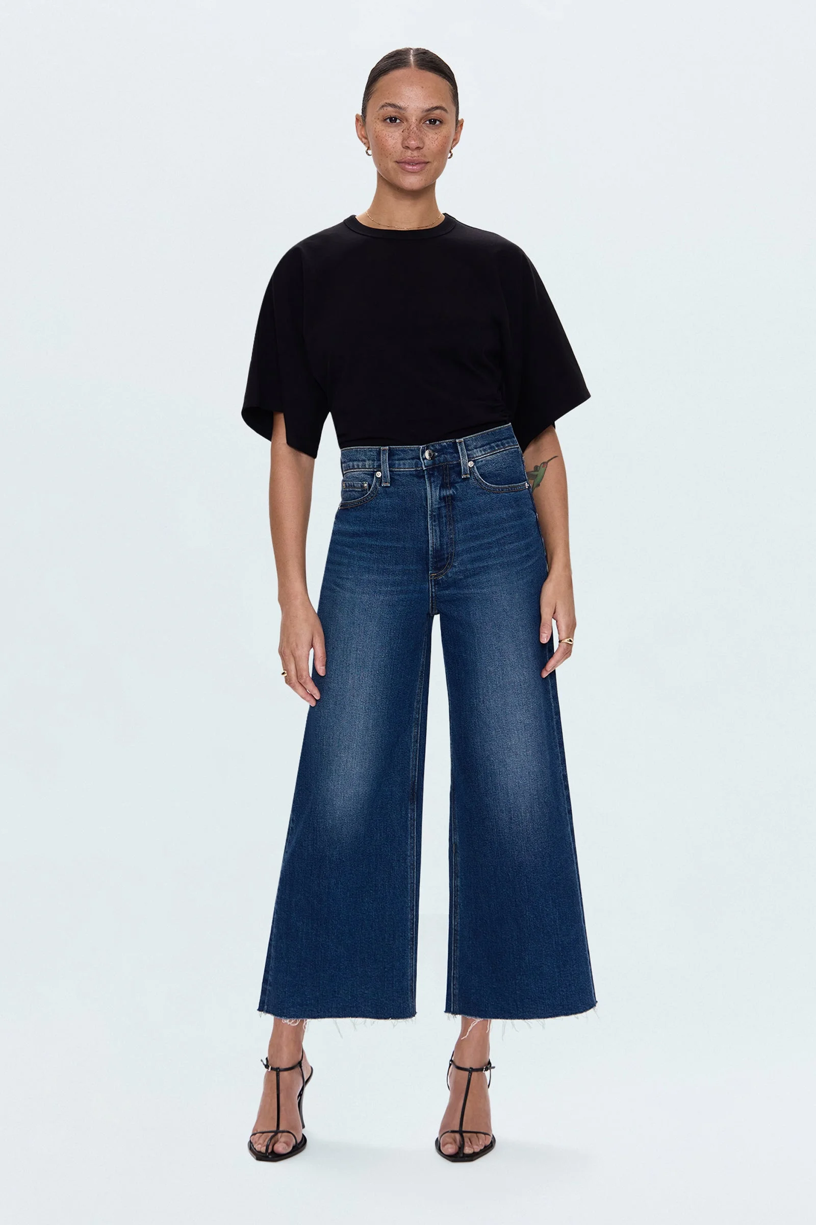 LANA CROP HIGH RISE ULTRA WIDE LEG JEAN - BROADWAY - 1