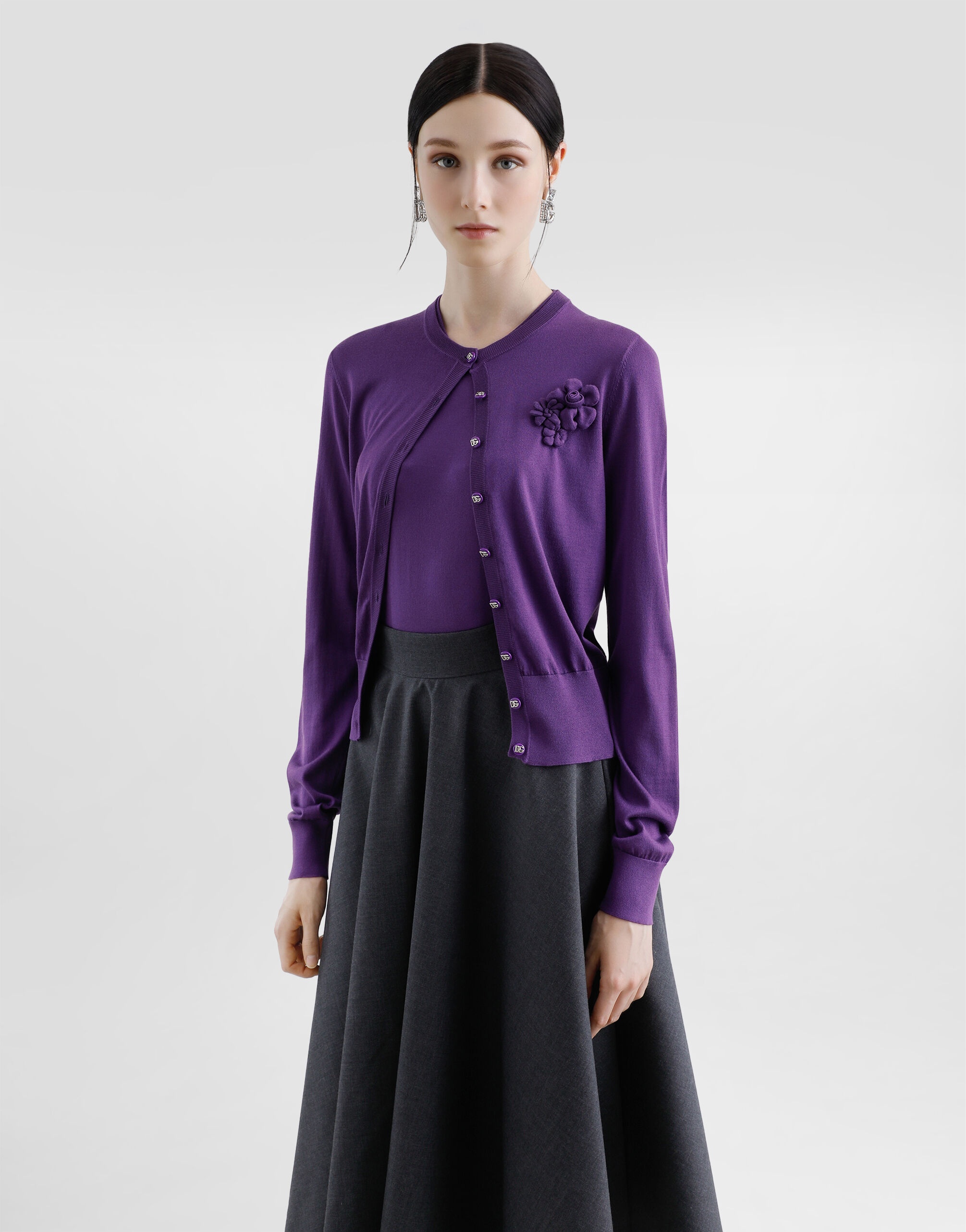 Silk round-neck cardigan - 4
