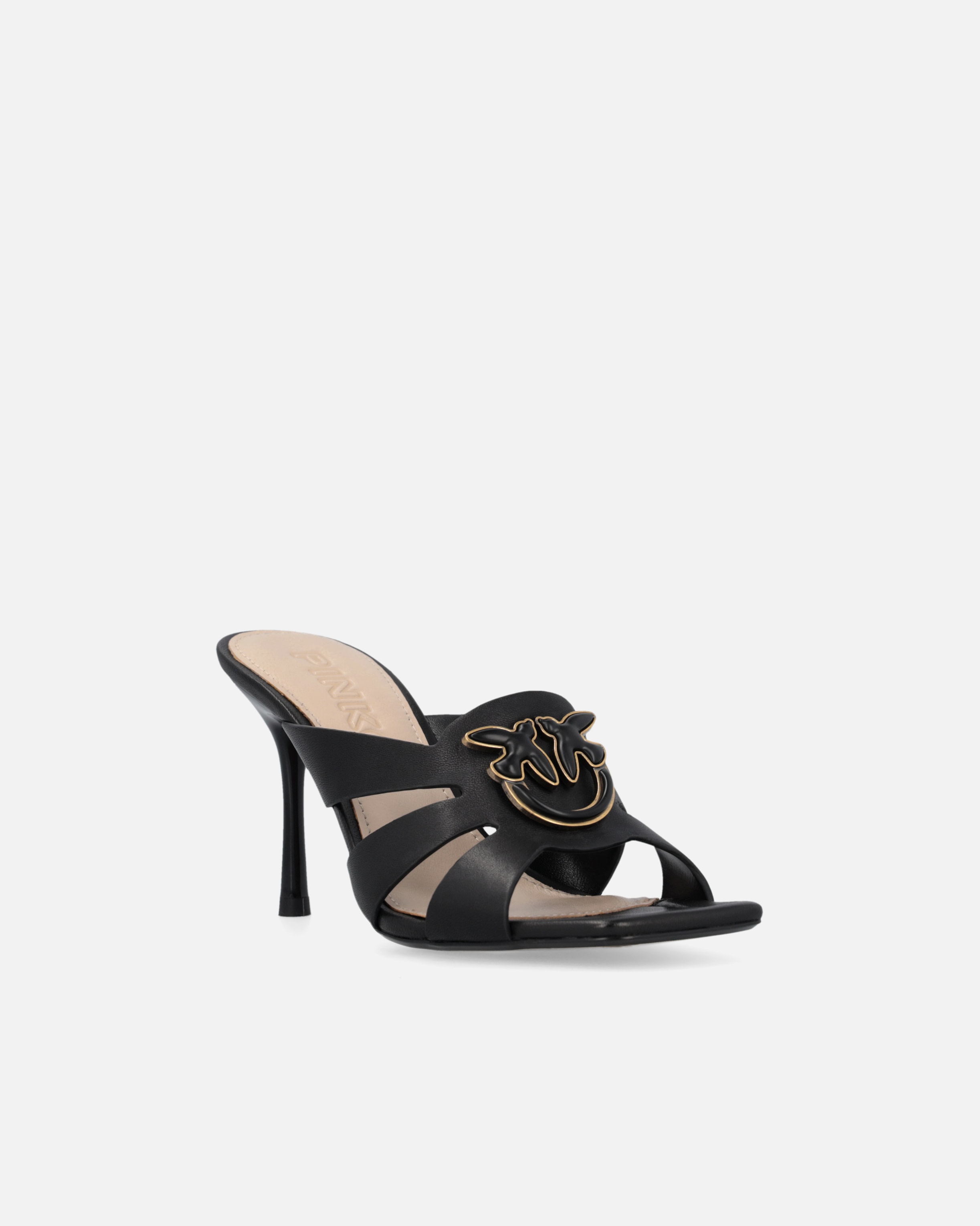 NAPPA LEATHER SANDALS WITH HEEL AND BIRD DETAIL - 2