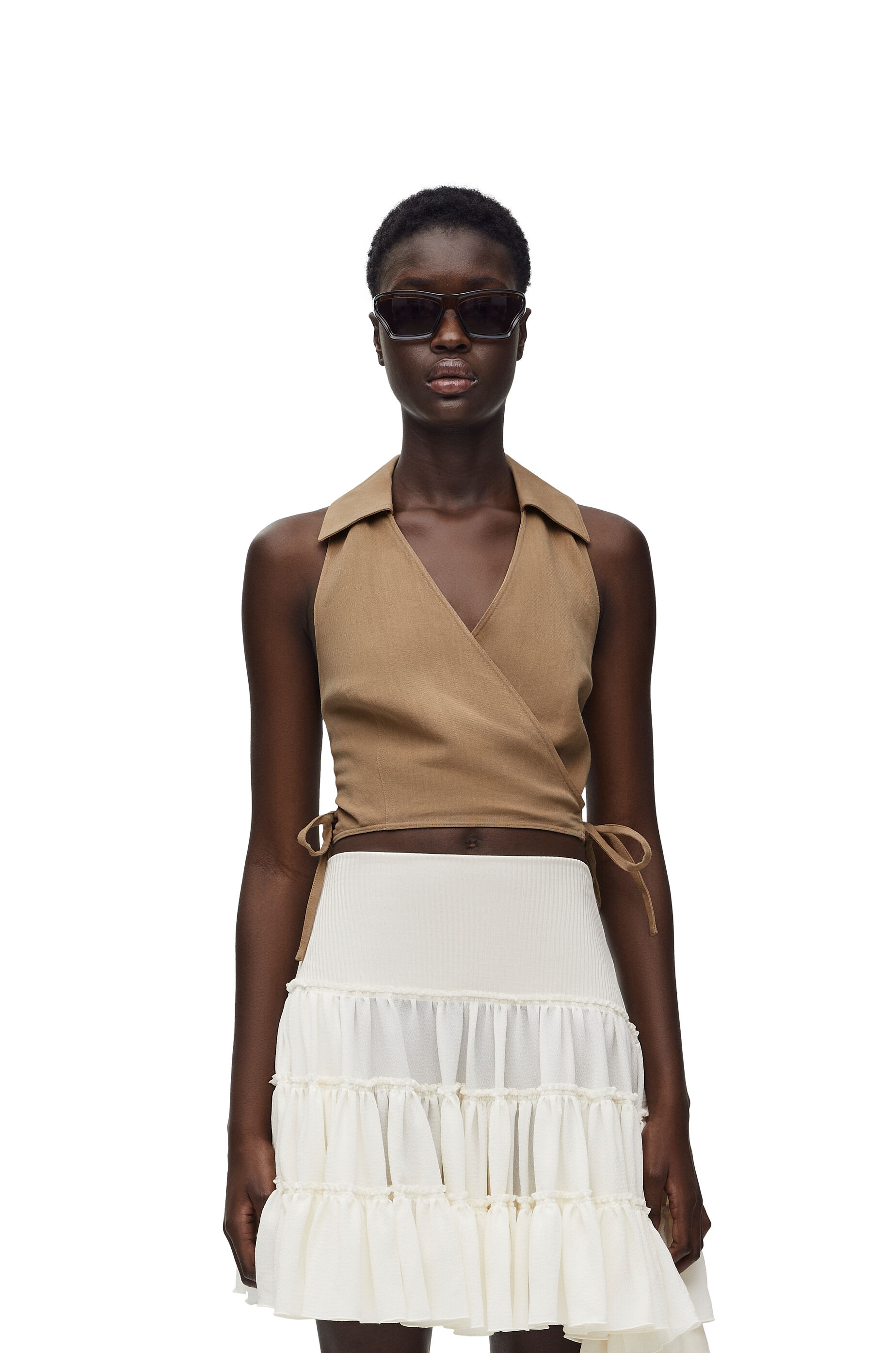Wrap top in viscose and linen - 3