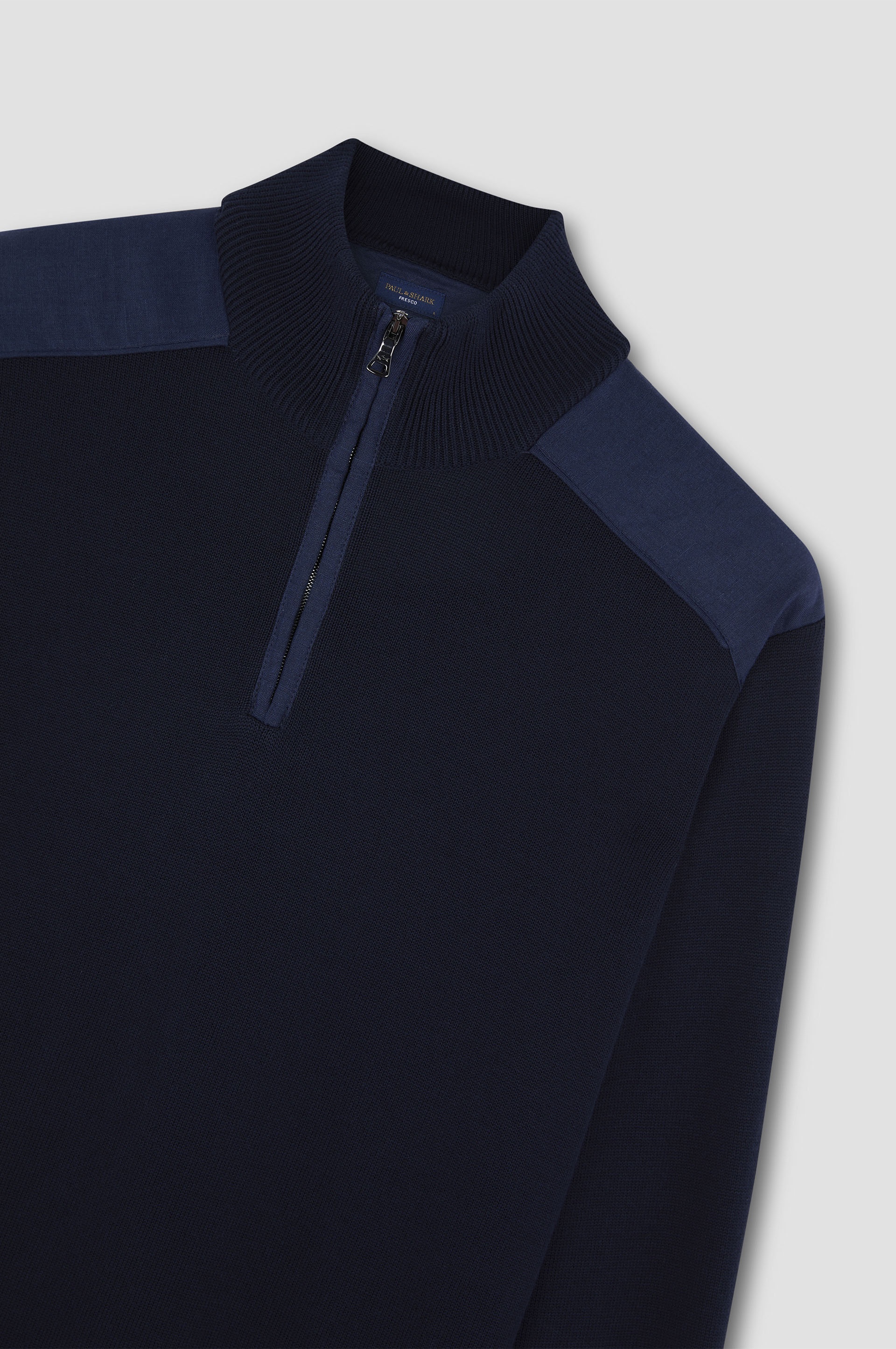 SWEATER IN FRESH COTTON WITH CONTRASTING LINEN DETAILS - 6
