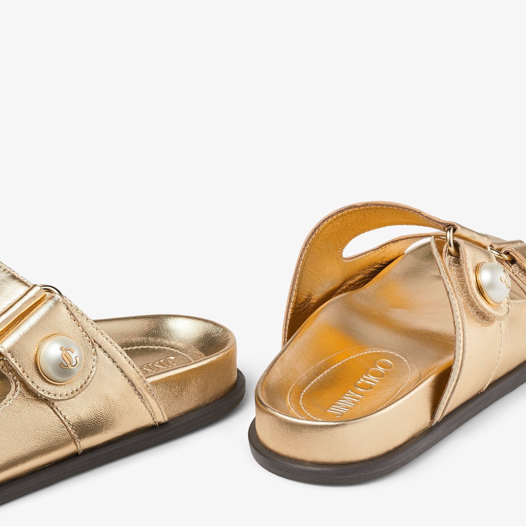 Fayence Sandal
Gold Metallic Nappa Leather Sandals with Pearls - 3
