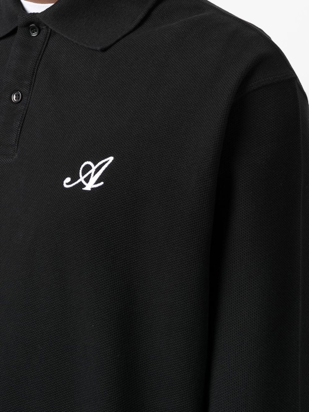 logo-print long-sleeved polo shirt - 5