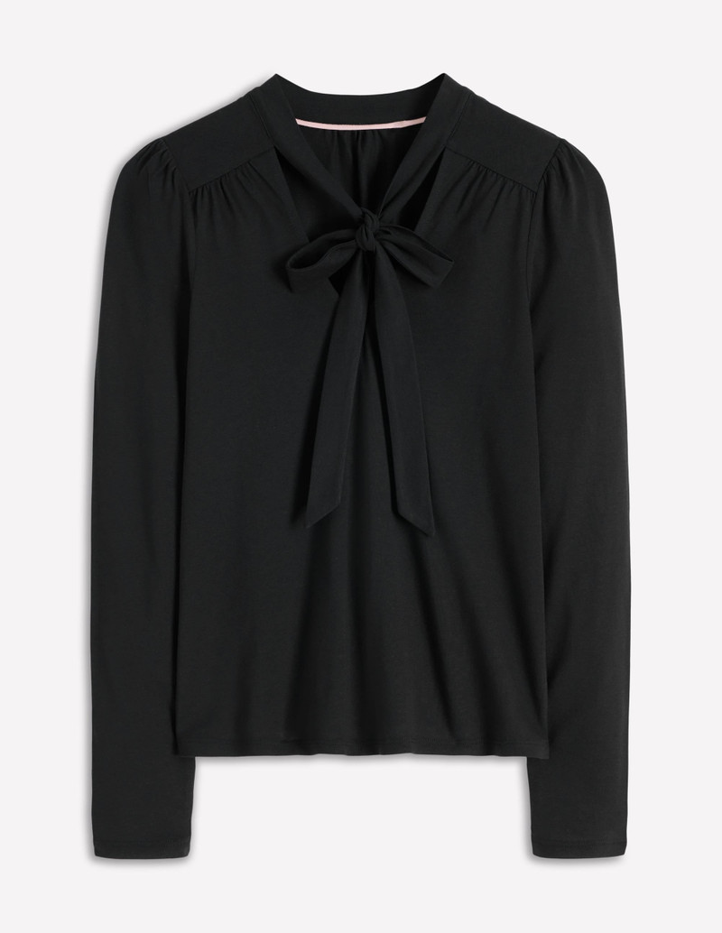 Tie Neck Supersoft Top-Black 1