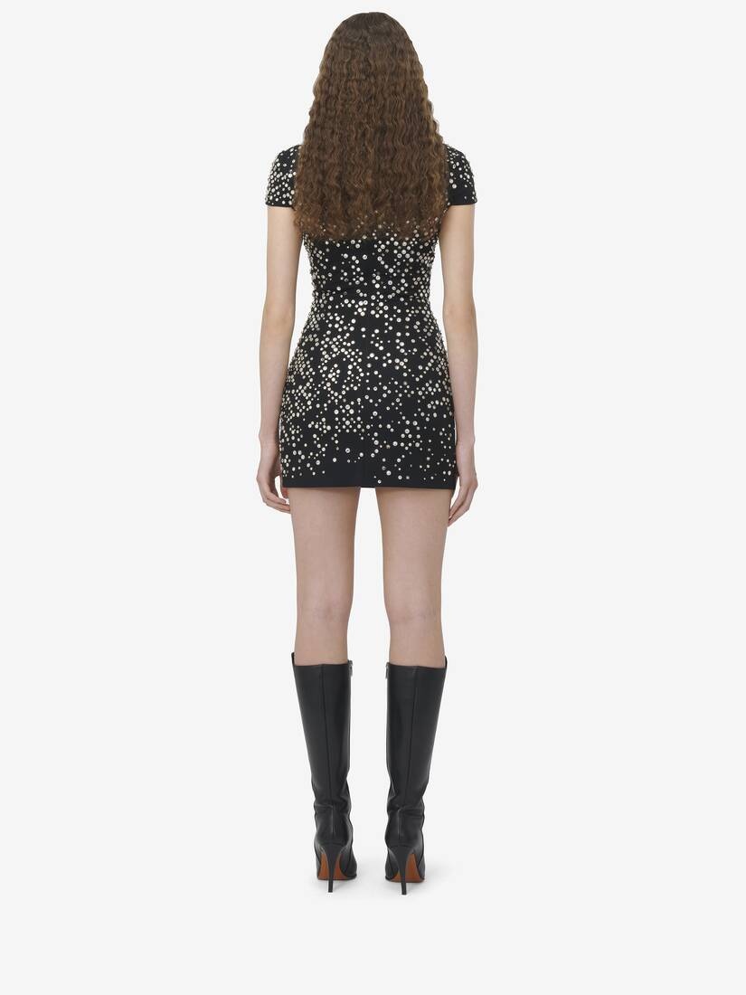 Crystal Embroidered Mini Dress - 4