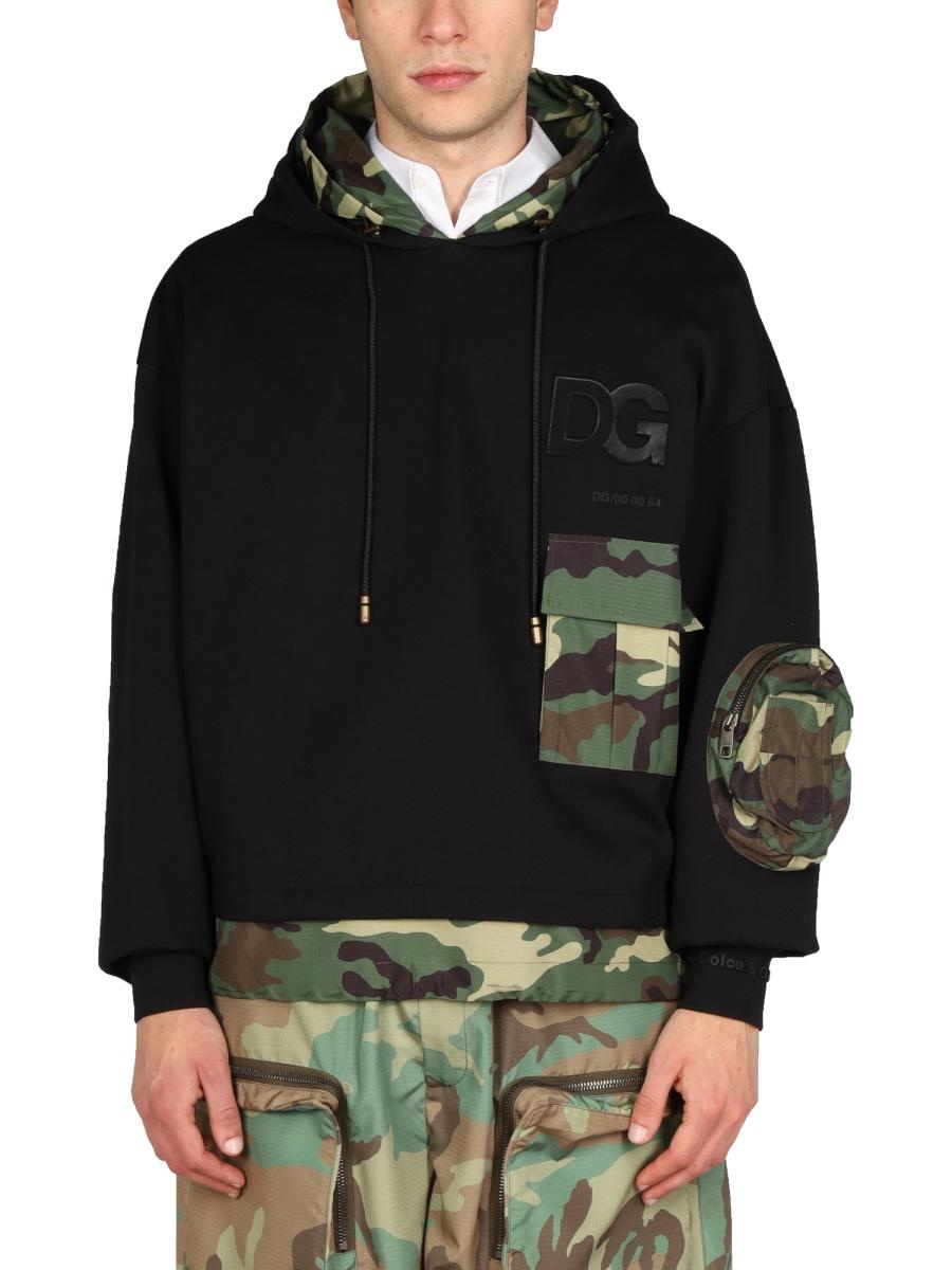 DOLCE & GABBANA SWEATSHIRT WITH CAMO DETAILS - 1