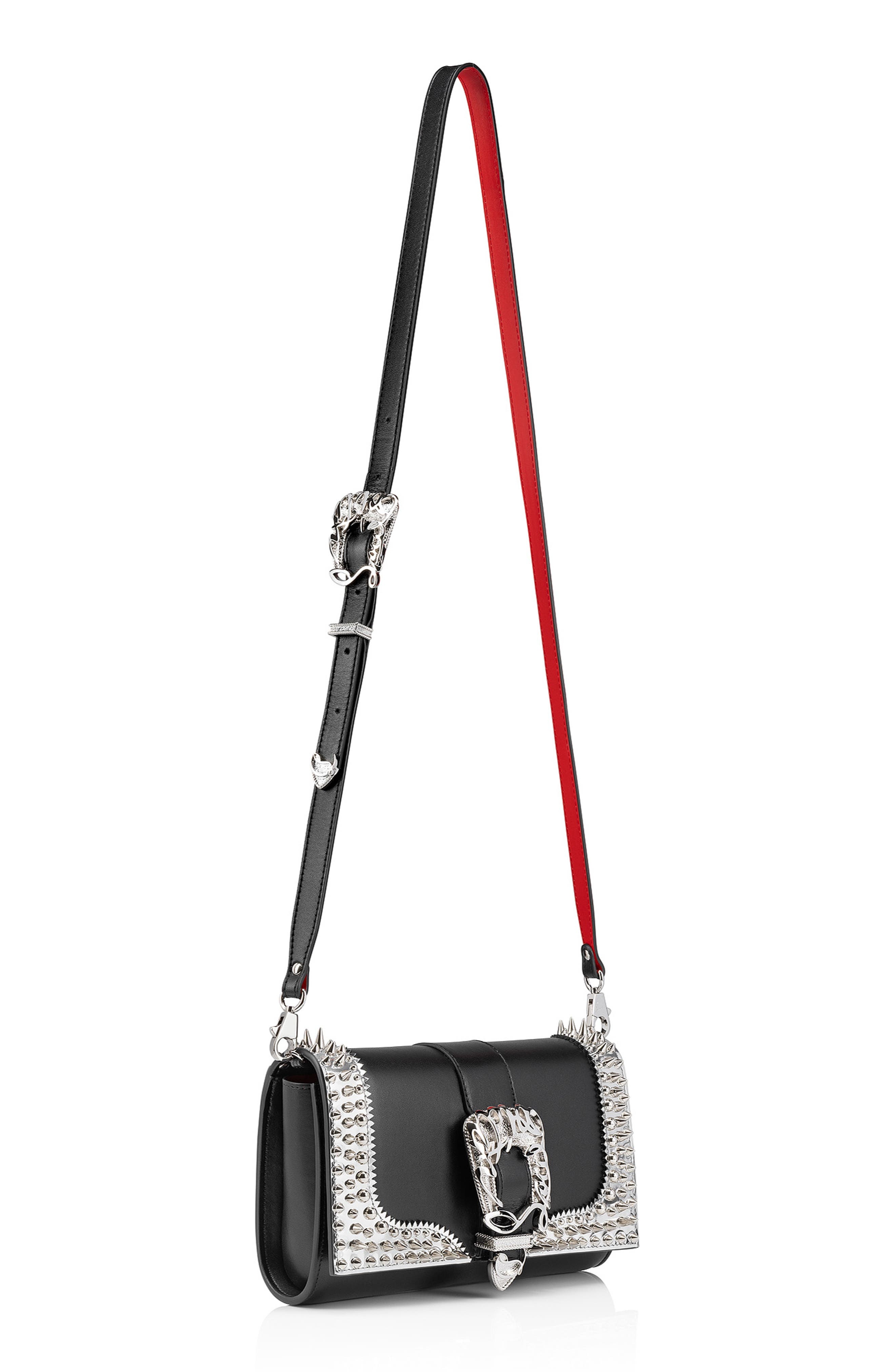 Christian Louboutin Paloma Giddy Spike Leather Crossbody Bag in Bk65 Black/Silver at Nordstrom - 2