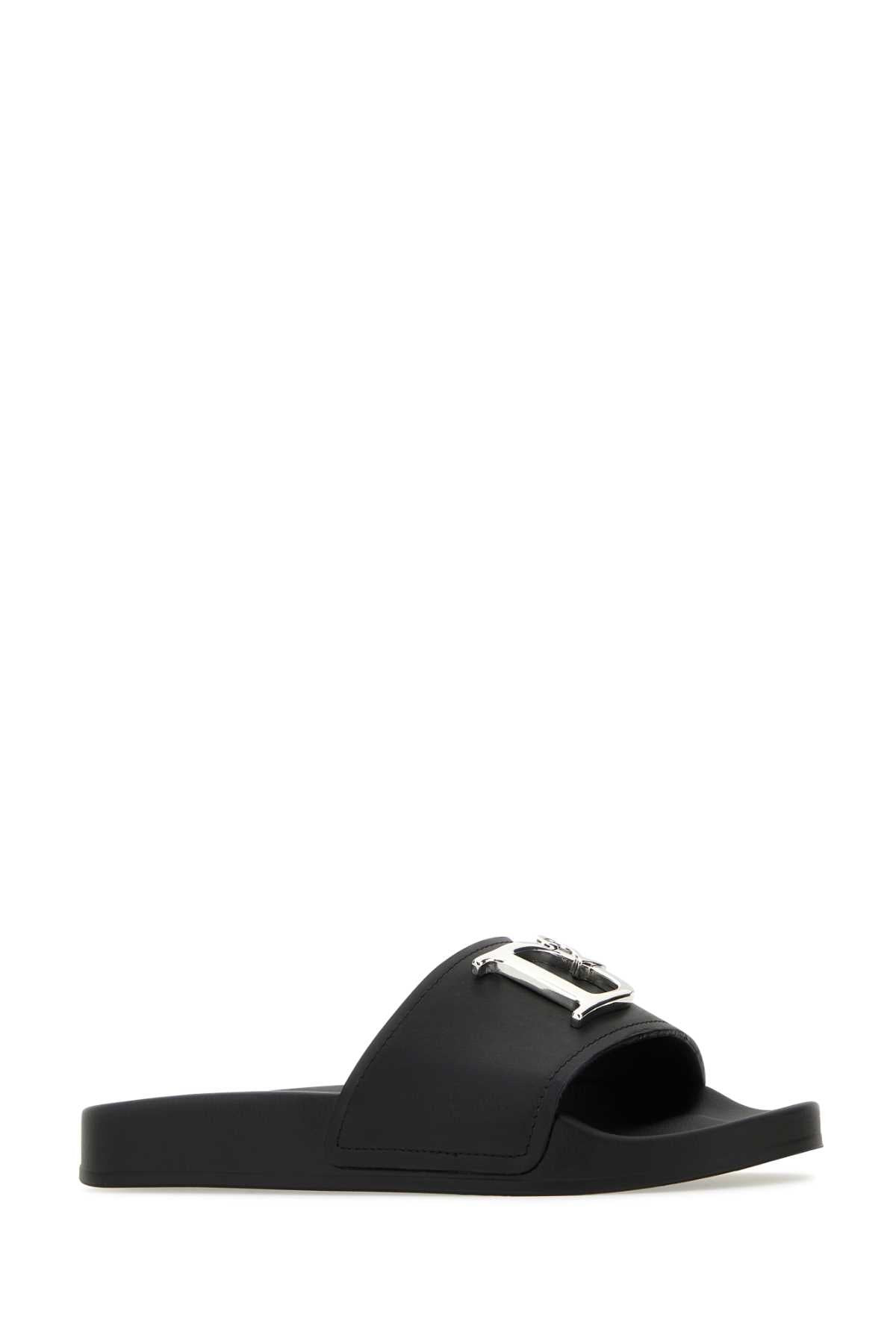 Dsquared Women Black Leather D2 Statement Slippers - 2