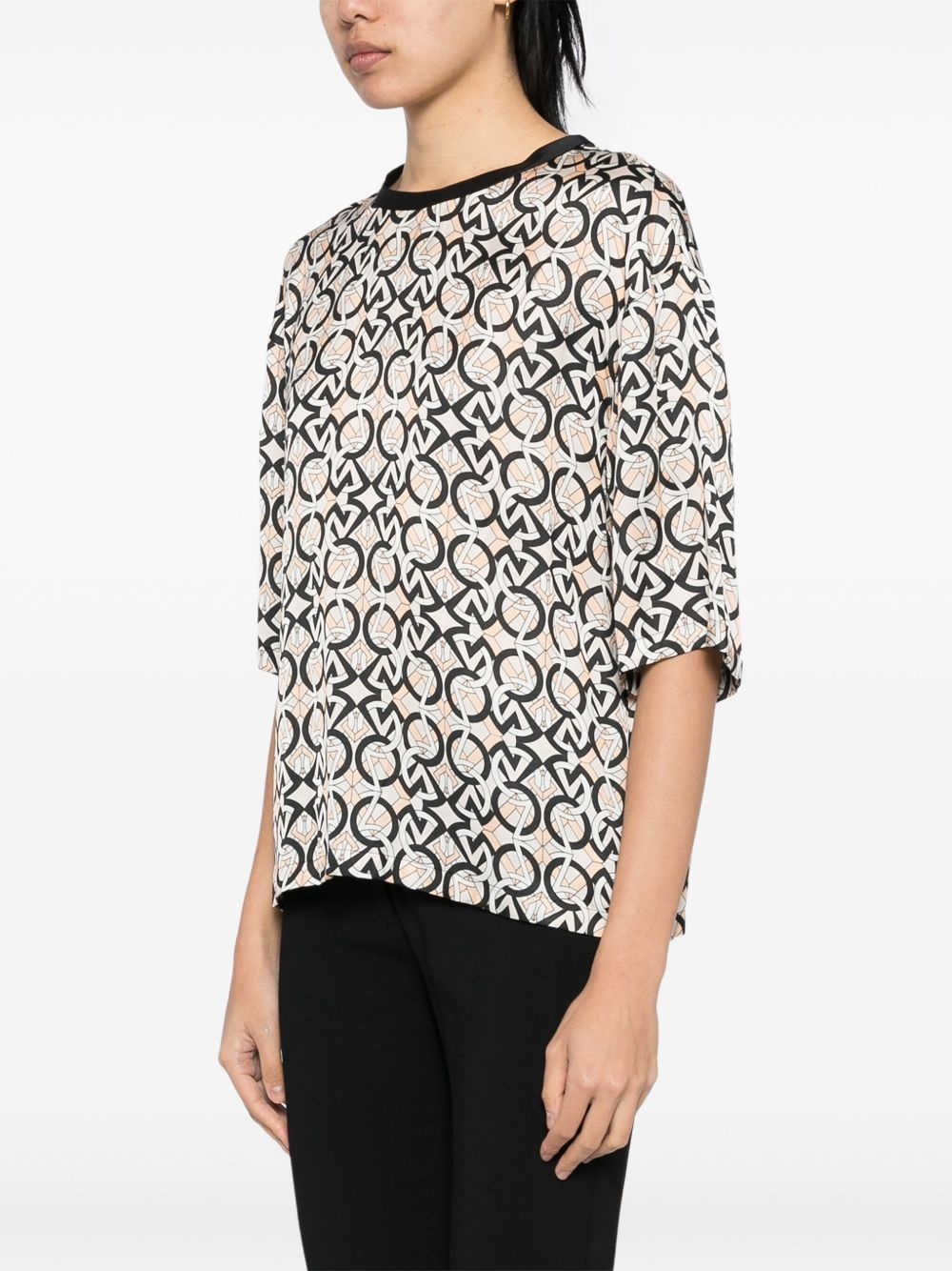 subtitle-printed charmeuse T-shirt - 3