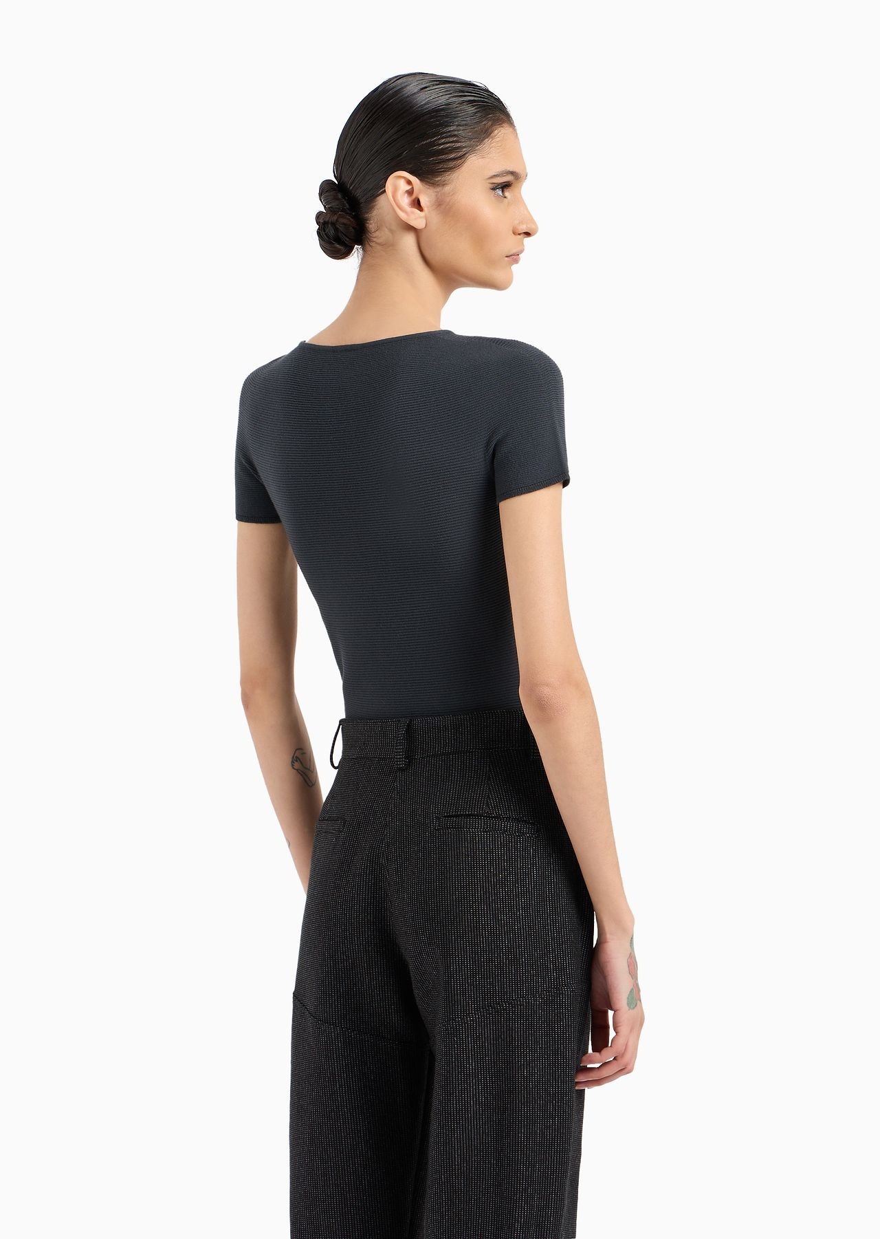 Links-stitch viscose short-sleeved jumper - 3
