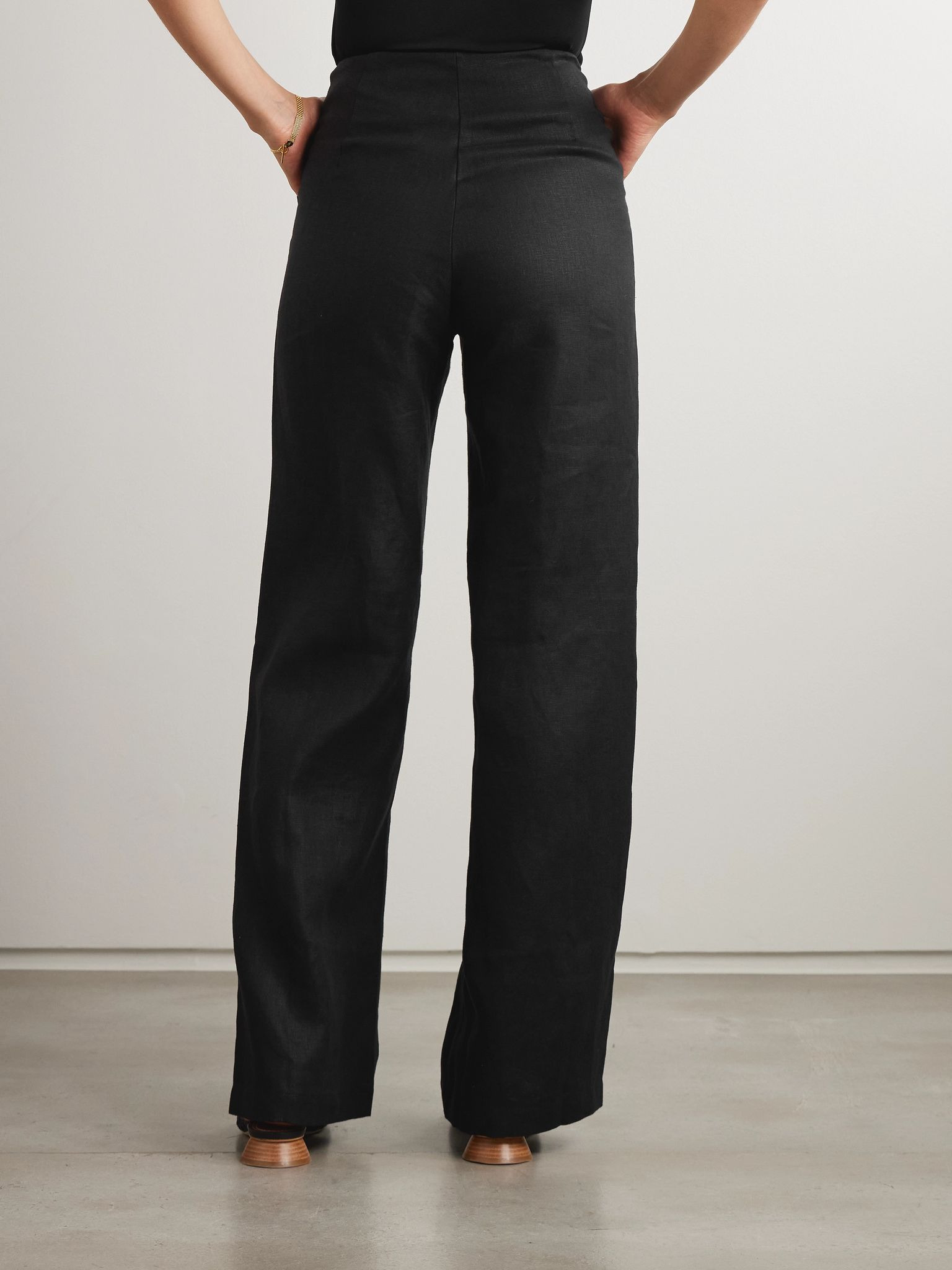 Sanne linen straight-leg pants Black - 4