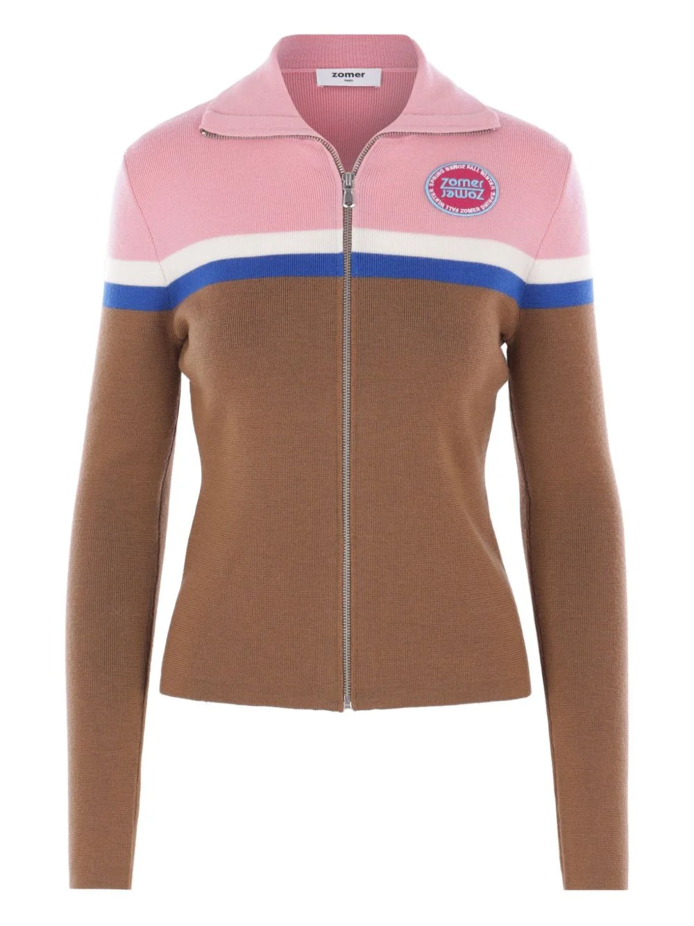 logo-patch zip-fastening cardigan - 1