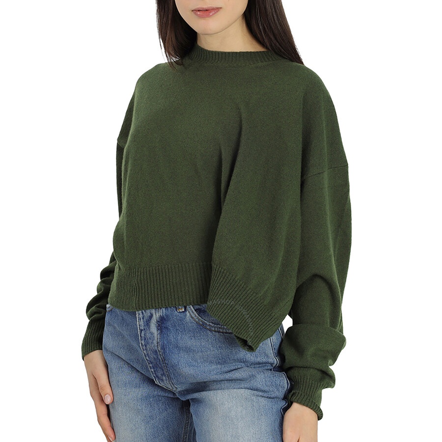 Kenzo Ladies Dark Khaki Asymmetric Hem Knit Jumper - 2