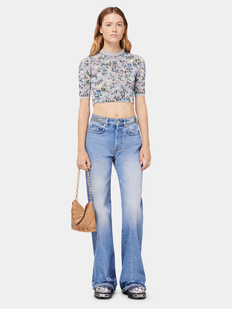 rabanne FLARED JEANS EMBELLISHED WITH 1969 DISCS outlook