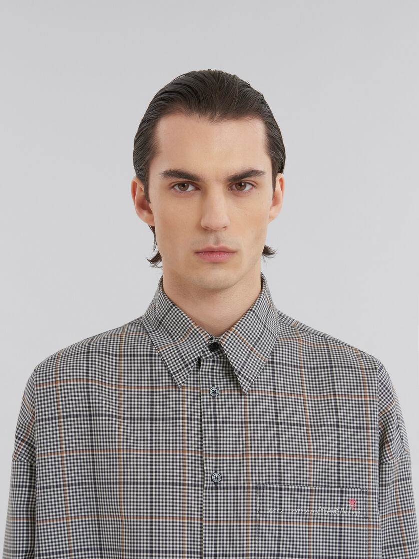 DEEP BLUE CHECKED TECH WOOL SHIRT - 4